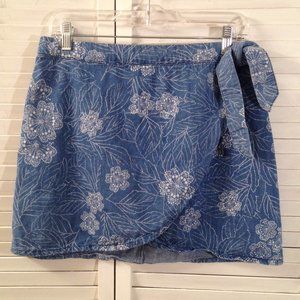Floral Blue Wrap Skirt